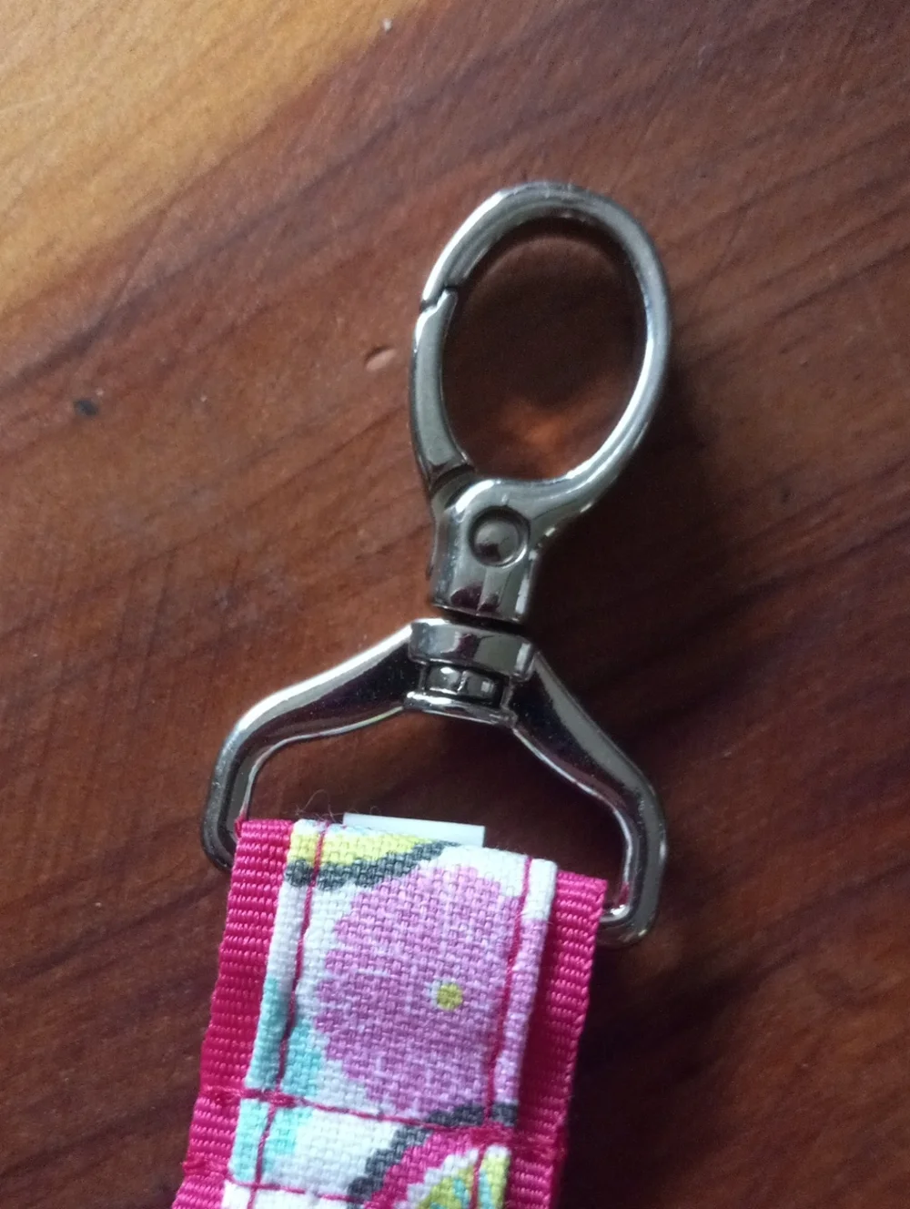 Thirty-One Colorful Pink Patterned Wristlet Key Fob